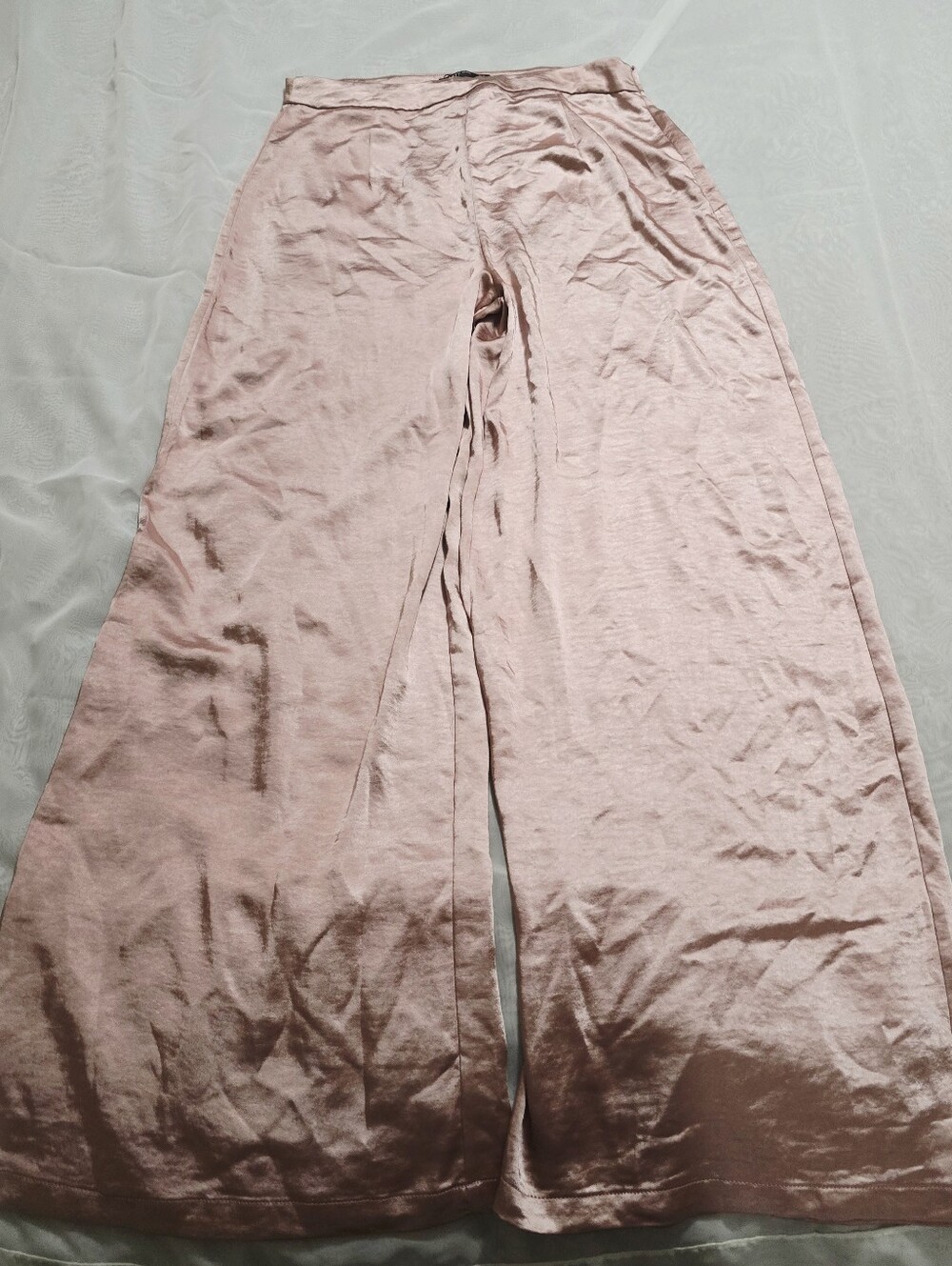 Nasty Gal Take it in Your Stride Wide Leg Pink Satin Pants - Picture 3 of 10